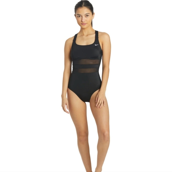 Nike Women`s Mesh Solid Edge One Piece Swimsuit - Picture 2 of 11